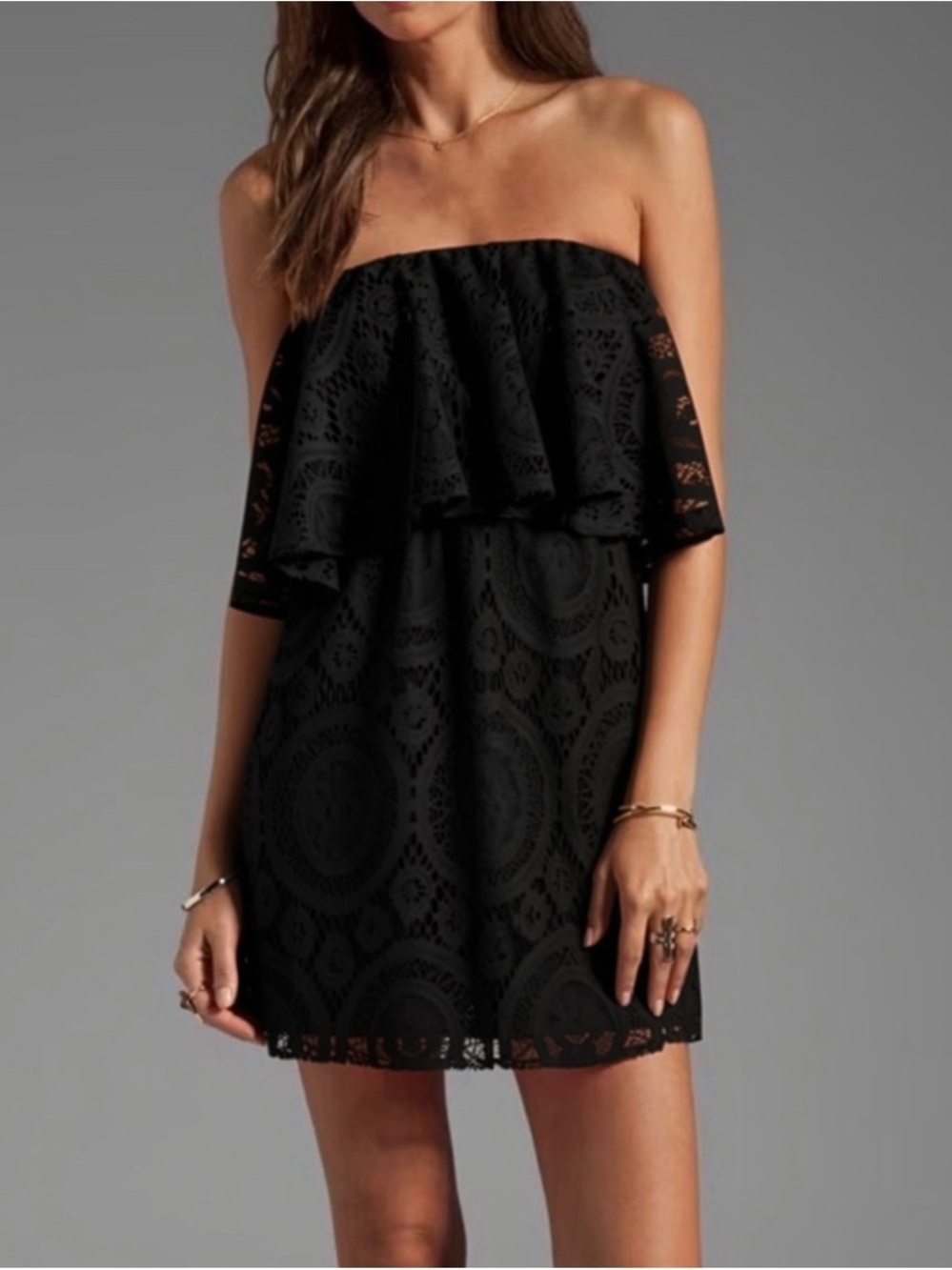 NEW REVOLVE T-Bags Los Angeles summer dress strapless BLACK Size S festival